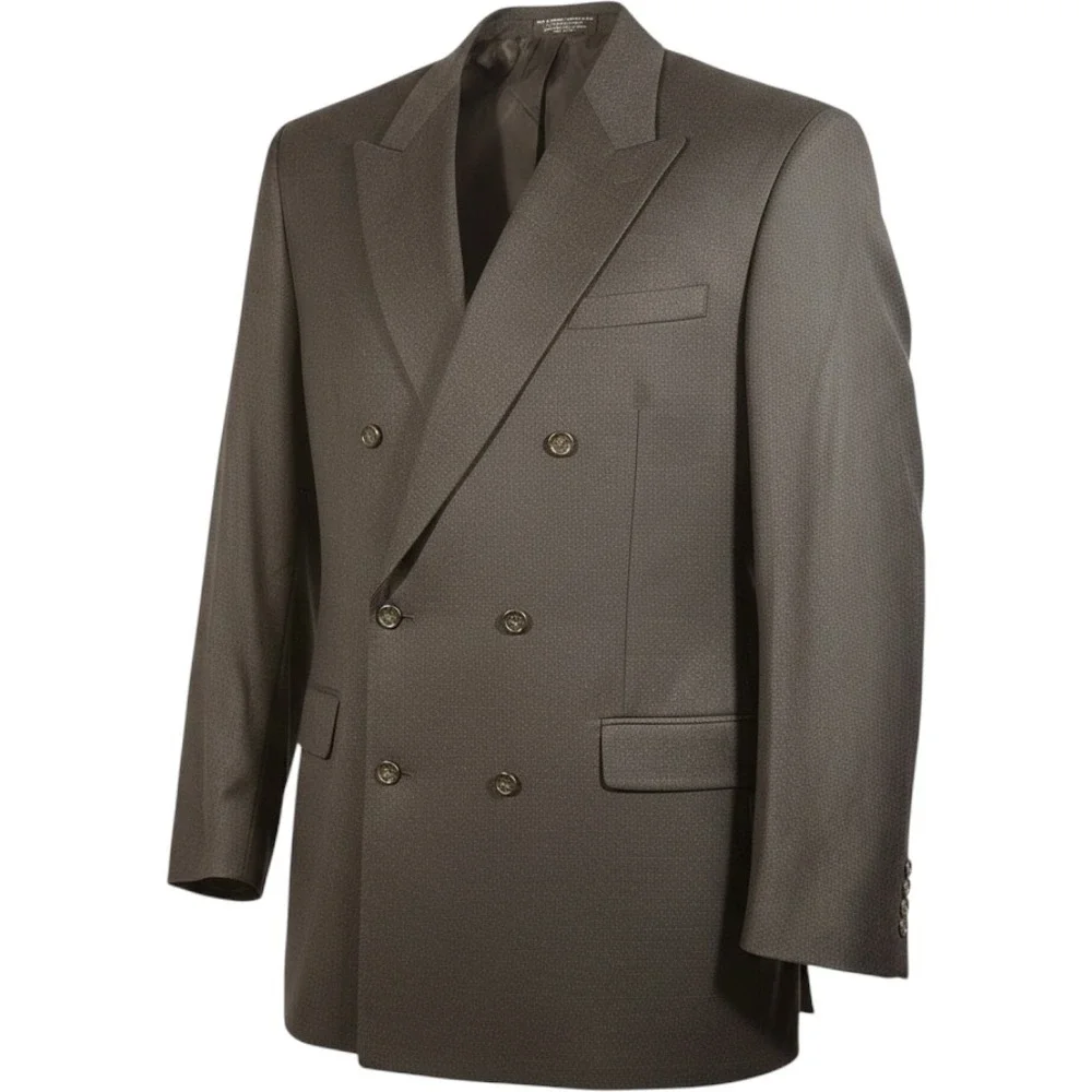 Albert Nipon Mens Wool Cashmere Double Breasted Blazer Charcoal Grey 46L XL